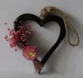 Houten hart 16 cm lang donker